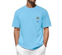 TOMEEK Mens T Shirt Graphic T-Shirts Casual Short Sleeve Cotton Tee Shirts Palm Tree Print Summer Top Cool California T-Shirts for Men UK,Blue,M