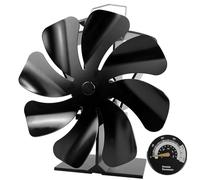 Tomersun 8 Blade Stove Fan, Heat Powered Fireplace Fan with Thermometer, Quiet Operation, for Wood Stove/Fireplace, Energy Efficient & Easy to Use