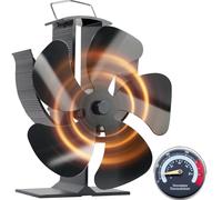 Tomersun Log Burner Fan 5 Blades Wood Burning Stove Heat Powered Fireplace Fan for Wood/Log Burner/Fireplace