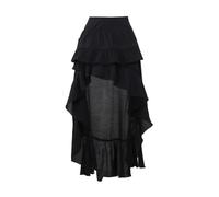 TOMETO STAR Goth Black Long Maxi Skirt for Women Asymmetrical Ruffle Renaissance, Black, S