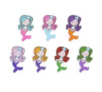TOMETURE 100pcs Mermaid Wooden Cartoon Buttons DIY Material with Smooth Surface Assorted Color Chic Lovely Pattern Design for Knitting Collections