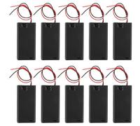 TOMETURE 10PCS Battery Holder with ON/Off Cover and Lead Wires - AA Battery Case Connector for DIY Projects and Electronics Circuits