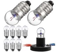 TOMETURE 10pcs E10 Bulb, 2.5v 0.3a Glass Miniature Screw Light Bulbs for Science Experiments, Teaching Labs, Old Flashlight Accessories, Educational Use