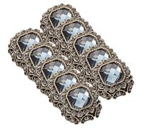 TOMETURE 10pcs Metal Rhinestone Coat Buttons 17mm Square Blue-Gray Sewing Fasteners for Woolen Overcoats DIY Clothes Replacement Accessories