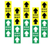 TOMETURE 10pcs Waterproof Adhesive Warning Floor Decals Set for Shopping Mall, One Way Marker Sign Stickers with Strong Adhesive, Social Distance and Directional Floor Indicators