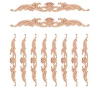 TOMETURE 10Pcs Wooden Appliques Vintage Furniture Appliques Carved Wood Wall Decor Unpainted Solid Wood Easy Maintenance for Cabinet Doors DIY Projects