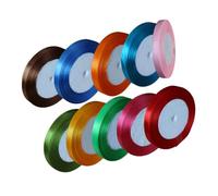 TOMETURE 10rolls Polyester Satin Ribbon for Wrapping DIY Crafts Party Wedding Decoration Decorative Straps in Vibrant Colors Including Red Orange Green Gold Blue Pink