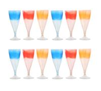 TOMETURE 12pcs Multicolor Detachable Flutes, 5.24Oz/155ml Drinking Glasses with Removable Stem, Portable High Stemware for Camping Holiday Cocktail Birthday Party