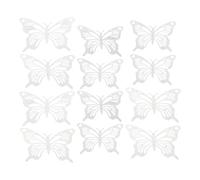 TOMETURE 12pcs Silver Butterfly Wall Stickers 3D Mirror Design Removable PVC Material Elegant Romantic Decor for Party and DIY Home Decoration