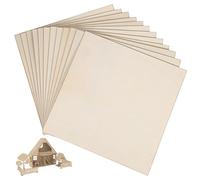 TOMETURE 12pcs Wood Pieces for Crafts Unfinished Square Wood Boards Sturdy Build Beige Rustic Aesthetic Farmhouse-Inspired for Carving Decoupage Craft Activities