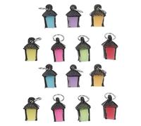 TOMETURE 14pcs Glow in the Dark Miniature Lanterns - Resin Mini Hanging Lights Ornaments for Dollhouse Fairy Garden Microlandscape Decorations