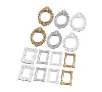 TOMETURE 14pcs Mini Resin Frames in Retro Baroque Style for DIY Crafts and Phone Case Decor, Square and Oval Shapes with Environmental Protection Materials for Creative Frame Decoration
