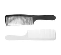 TOMETURE 2 Pieces Men’s Curved Haircutting Combs with Rounded and Flat Ends, Anti-static Polymer Barber Fade Combs for Short Hairstyles and Blending, Black and White Salon Styling Tools