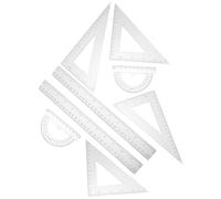 TOMETURE 2 Sets Maths Geometry Set Protractor Ruler and Triangle Board, Versatile Ps Material Measuring Tool Stationery Bag for Architecture and Drawing Templates