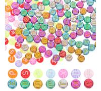 TOMETURE 240Pcs Acrylic Russian Alphabet Beads Set, Round Mixed Gold and White Letter Beads 7X4Mm with 1.5Mm Hole for Jewelry Making and ’ Bracelet DIY Craft Supplies