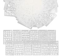 TOMETURE 24pcs English Letter Stencils DIY Drawing Templates with Plastic Material and Tracing Frame, Easy to Store Round Edge Painting Tools for Scrapbook Graffiti Projects