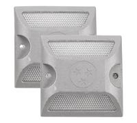 TOMETURE 2pcs Aluminum and Plastic Driveway Reflectors for Parking Lots and Highways, Sturdy Reflective Road Pavement Markers with Wear-resistant Design to Enhance Safety and Visibility