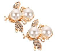 TOMETURE 2pcs Bee Shoe Buckle Clips for Clothes and Bags, Lightweight Alloy and Imitation Pearl Decorative Shoe Charms with Unique Bug Pattern, for DIY Projects and Vacations