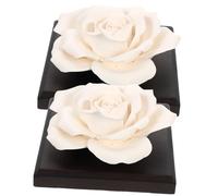 TOMETURE 2pcs Ceramic Rose Shaped Air Fresheners round Corners, Portable and Unique Fragrance Diffusers for Living Room and Bedroom, Black Scented Oil Decor