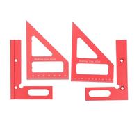 TOMETURE 2pcs D Multi-angle Measuring Ruler with Imperial and Metric Scales, Lightweight Aluminium Alloy Woodworking Square Protractor for Engineers and Carpenters, Red, Precision Marking