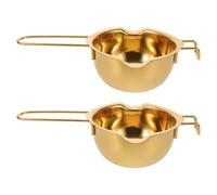TOMETURE 2pcs Double Boiler Pot - Stainless Steel Butter Warmer with Heat Resistant Handle - 13oz Mini Melting Bowl for Cheese Chocolate and Wax