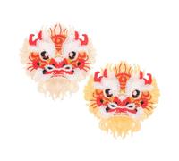 TOMETURE 2pcs Lion Dance Embroidered Iron On Patches - Traditional Embroidery Applique for Hanfu Jackets Jeans - Clothing Sew On Animal Decals for Cultural Event
