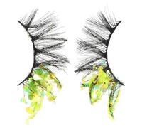 TOMETURE 2pcs Luminous Decorative False Eyelashes with Yellow Fiber Material, Safe and Not Easy to Deform, for Occasion, Naturally Gorgeous Lash Clusters a Colourful Eye Makeup Look