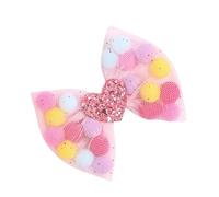 TOMETURE 2pcs Mesh Bowknot Hair Clips with Heart Shape Design, Cotton Material, Colourful Headdress Suitable for Birthday and Party Hair Accessories