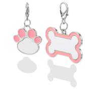 TOMETURE 2pcs Pet Id Tag Pet Tags for Dogs Cat Id Pink Metal Engraving DIY Heat Transfer Smooth Scratch Resistant for Dogs and Cats
