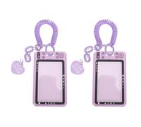 TOMETURE 2PCS Photocard Holder Keychain: Transparent Photo Cover Protector with Spring Rope - Cute Photo Sleeves Holder Protective ID Card Case for Collection Bus Card
