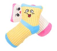 TOMETURE 2pcs Plush Sock-shaped Dog with Squeaker for Puppy Training, Sturdy Chew for Small Dogs, Indoor Pet Collection in White Pink and Blue Yellow