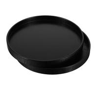 TOMETURE 2pcs round Wood Serving Tray Set for Kitchen Table and Dining Room, Black Decorative Platters for Home Decor with Candle Holder Function, Rustic and Elegant Multifunctional Wooden