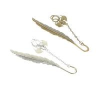 TOMETURE 2pcs Vintage Glow in The Dark Quill Bookmarks, Zinc Alloy Lightweight and Thin Decorative Bookmarks for Students, Creative Plume Pterosaur Design for Reading