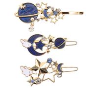 TOMETURE 3pcs Moon and Star Hair Clips with Rhinestone Alloy Material, Sophisticated Simple Design, Suitable for Daily and School Hair Styling