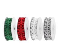 TOMETURE 4 Rolls Christmas Decoration Ribbon for Wrapping and Crafts, 5m Length Each, Sturdy Polyester Material, Easy to Use and Store, for Sewing and Hair Bow Projects