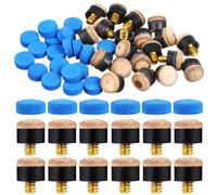 TOMETURE 40 Pcs Cue Tips Screw on Pool Cue Parts Leather Solid Hit Fast Repair Assorted Colour Replacement for Billiards Games