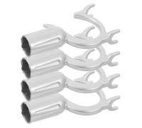 TOMETURE 4pcs Aluminum Alloy Closet Rod Hook Heads, Lightweight Utility Hooks for Clothes Hanger Extenders, Enhancing Cleaning Efficiency, Suitable for Offices and Stores, Silver Finish