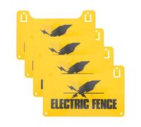 TOMETURE 4pcs Electric Fence Warning Sign Caution High Voltage (Yellow) - Plastic Warning Sign for Danger Farm Home Garden Equipment