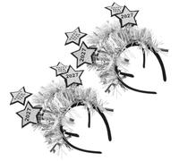 TOMETURE 4pcs New Years Eve Hair Accessories Pack with Glitter Star, Festive New Year Headbands for Men and Women, Secure Fit and Comfortable for Ages, for Nye Parties and Family Reunions