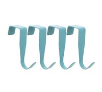 TOMETURE 4pcs Over Cabinet Door Hook Carbon Steel with Elegant Design Blue, High Weight Capacity Space-Saving Hooks for Hanging Clothes Towels Hats in Bathroom