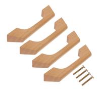 TOMETURE 4pcs Wooden Cabinet Pulls for Cupboard and Drawer, Beech Material with Khaki Finish, Widely Compatible and Withstand Huge Pulling Forces, 96mm Hole Centres, Elegant Modern Simple