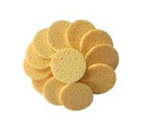 TOMETURE 50 Pcs Natural Yellow Cellulose Facial Cleaning Sponge Round Shape, Gently Exfoliates Skin and Removes Impurities, for Makeup Removal and Daily Face Washing