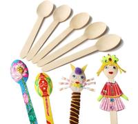 TOMETURE 50pcs Handmade Wooden Spoons for DIY Craft Painting, Safe and Convenient to Use, Round Shape Wooden Spoons for Schools and Art Projects