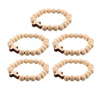 TOMETURE 5pcs Christian Prayer Beads Bracelet - Wooden Beads & Cross - Christian Present for Baptism Confirmation First Communion - Handmade Prayer Wristbands Bangles