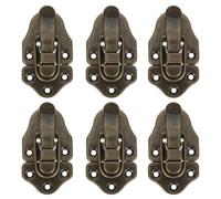 TOMETURE 6pcs Bronze Hasp Latch Catch - Toolbox Toggle Latch Replacement - Antique Metal Box Hasp Hardware for Toolbox, Woodworking Cabinet, Chest