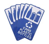 TOMETURE 6pcs Recycling and Trash Can Stickers for Outdoor and Office Use, Blue Pvc Adhesive Labels with Elegant Patterns, Enhances Waste Sorting Efficiency, Waterproof and Fade-resistant