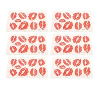 TOMETURE 6pcs Waterproof Red Lip Tattoo Stickers Temporary Kiss Mark Body Decorations Made from Material Suitable for Skin and Party Makeup