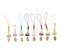 TOMETURE 8pcs Ceramic Fortune Cat Hanging Ornaments Mobile Phone Lanyards with Auspicious Cat Pendants for Phone Decoration and Bag Accessories Random Color