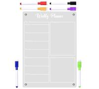 TOMETURE Acrylic Magnetic Fridge Board with Reusable Dry Erase Surface, Portable Weekly Planner for Kitchen and Iron Cabinets, for Organising Tasks and Notes