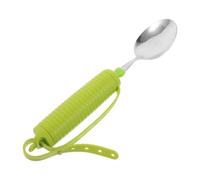 TOMETURE Adaptive Eating Utensils for Elderly and Disabled with Tremor and Arthritis, Stainless Steel Spoon with Silicone Ergonomic Grip and Spill Prevention for Hospital Rehabilitation